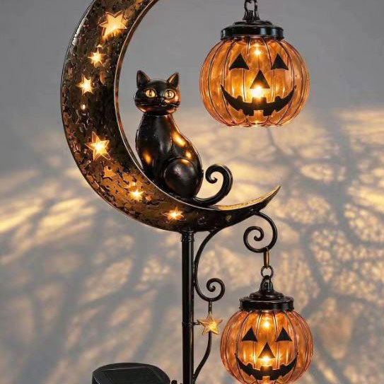 Outdoor Lighting Black - Halloween Black Cat & Pumpkin Moon