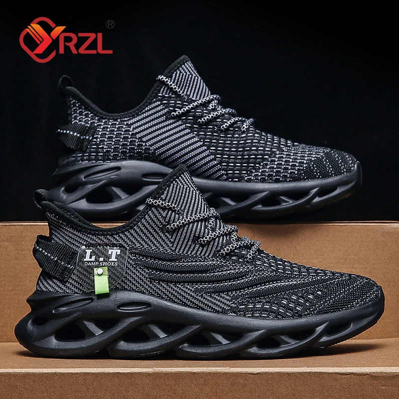 Outdoor Lighting Black - YRZL Men Sports Running Black Jogging