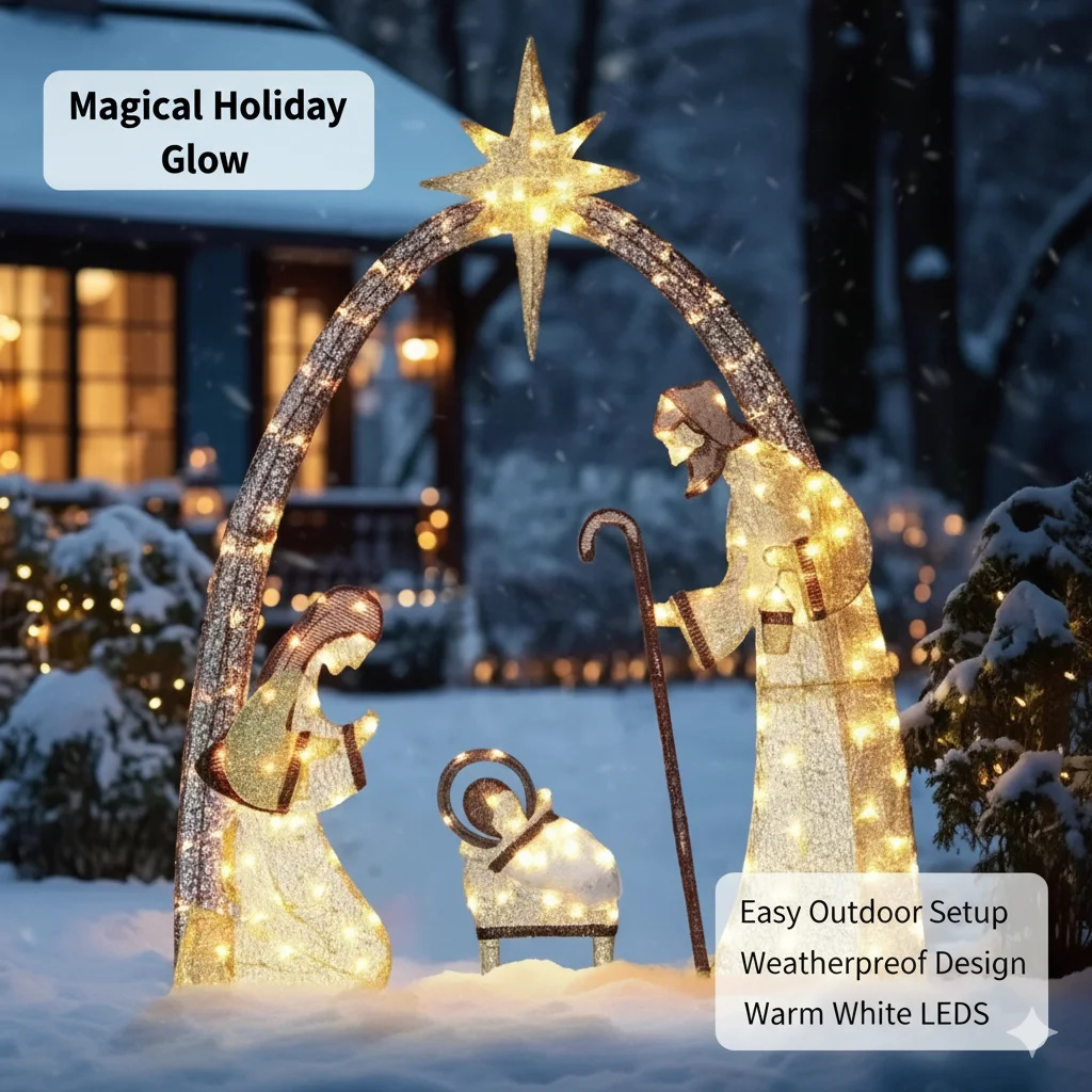 5.5FT Christmas Nativity Scene - Outdoor Lighting Effects recension och pris