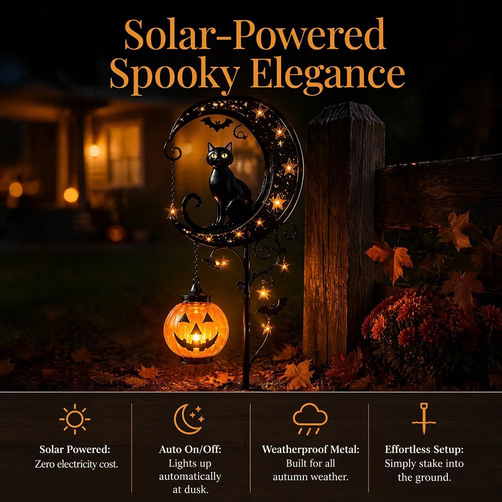 Solar Halloween Black Cat & Pu - Outdoor Lighting Black recension och pris