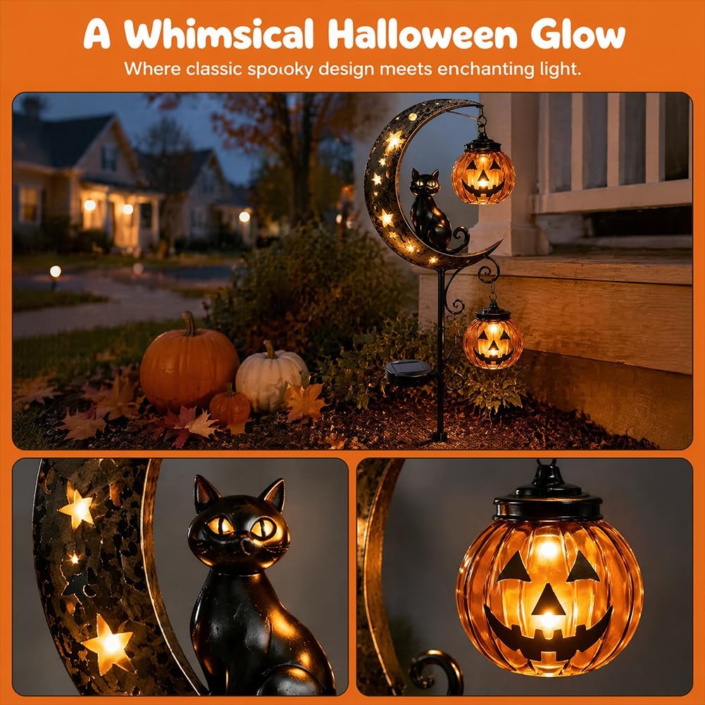 Solar Halloween Black Cat Pump - Outdoor Lighting Black recension och pris