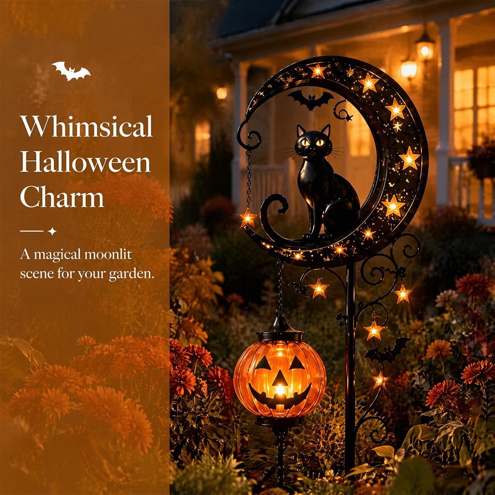 Solar Halloween Black Cat & Pu - Outdoor Lighting Black recension och pris